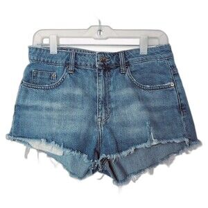 H&M Divided High Waist Cut Off Distressed Denim Jean Hot Shorts Women's Size 10‎
